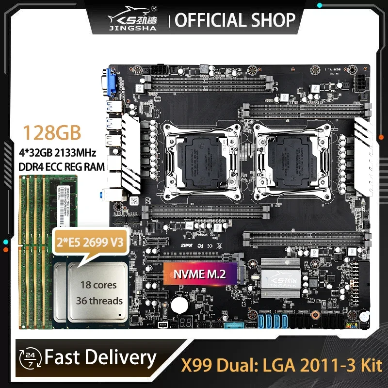 X99 Dual เมนบอร์ดชุด 2 * E5 26 - E5 2699 V4 บทวิจารณ์และราคา